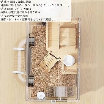 Amazon | Ypdnsme ハムスター ケージ 大きい 透明 大型 2階建て